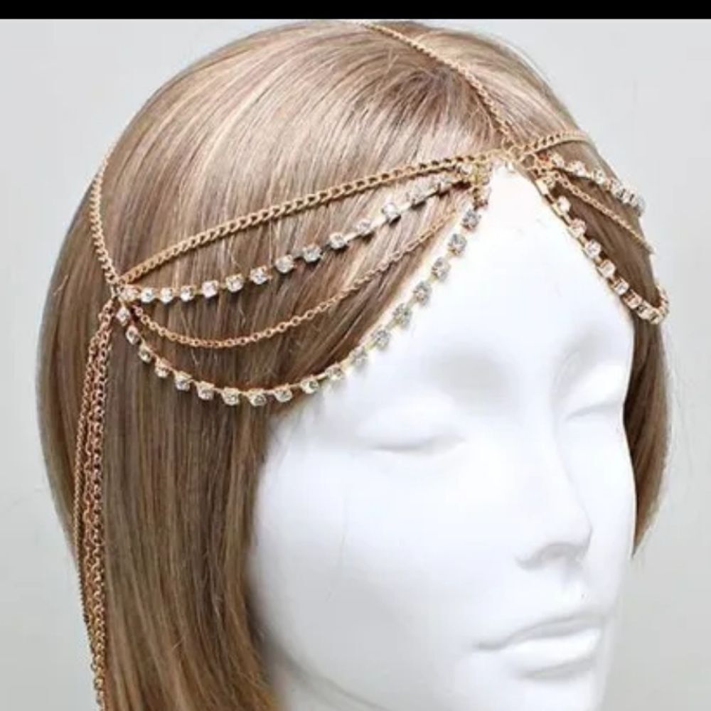 NWOT Gold Rhinestone Head Chain